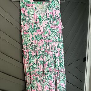 Lilly Pulitzer Pink and Green Midi Dress